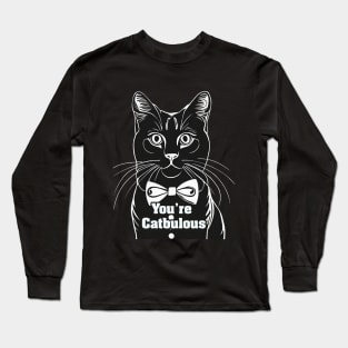 You’re Catbulous - Elegant Cat in Black and White with a Tie Long Sleeve T-Shirt